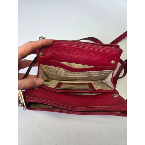 Michael Kors Womens Crossbody Bag Bright Red Leather Gold Hardware - Picture 13 of 13